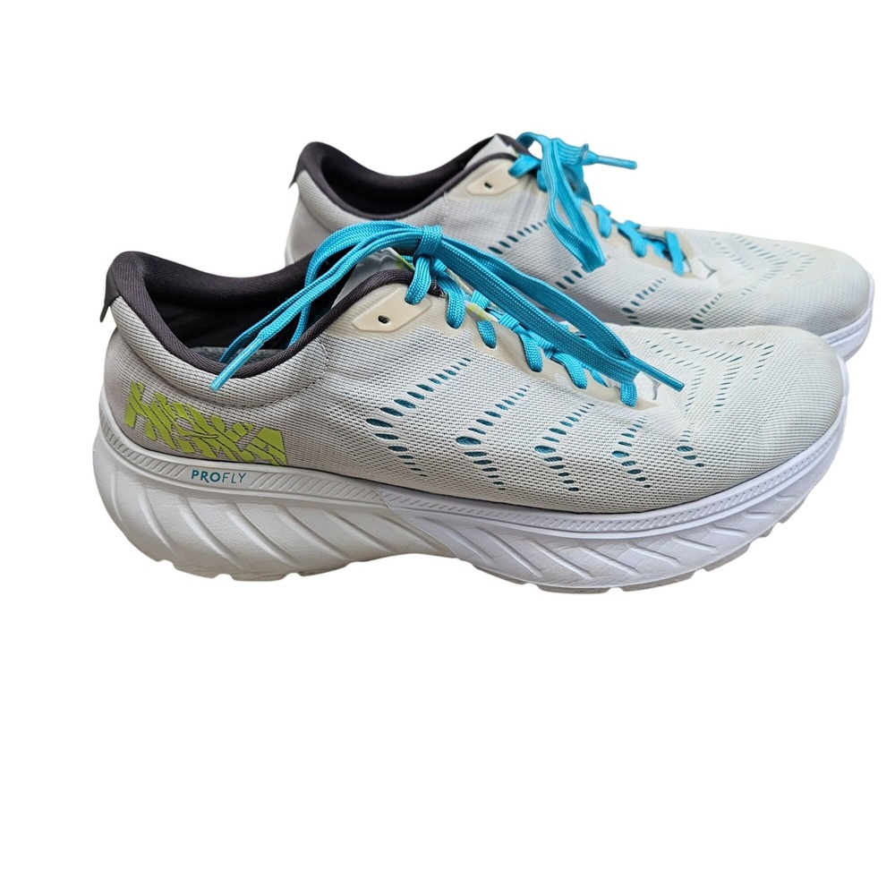 Hoka One One Womens Mach 2 Running Shoes Size 9.5 White Blue Lightweight Comfort